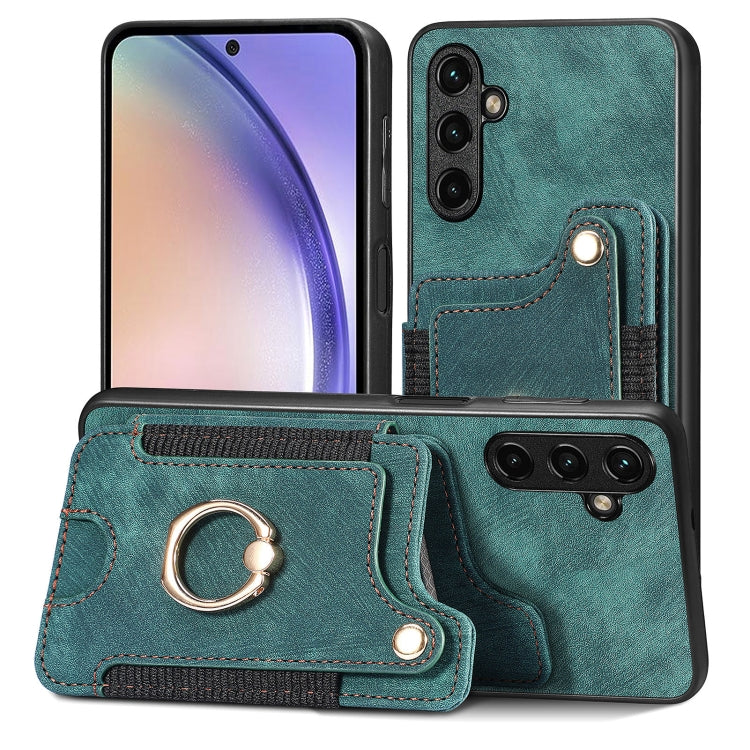 Retro Skin-feel Ring Multi-card Wallet Phone Case