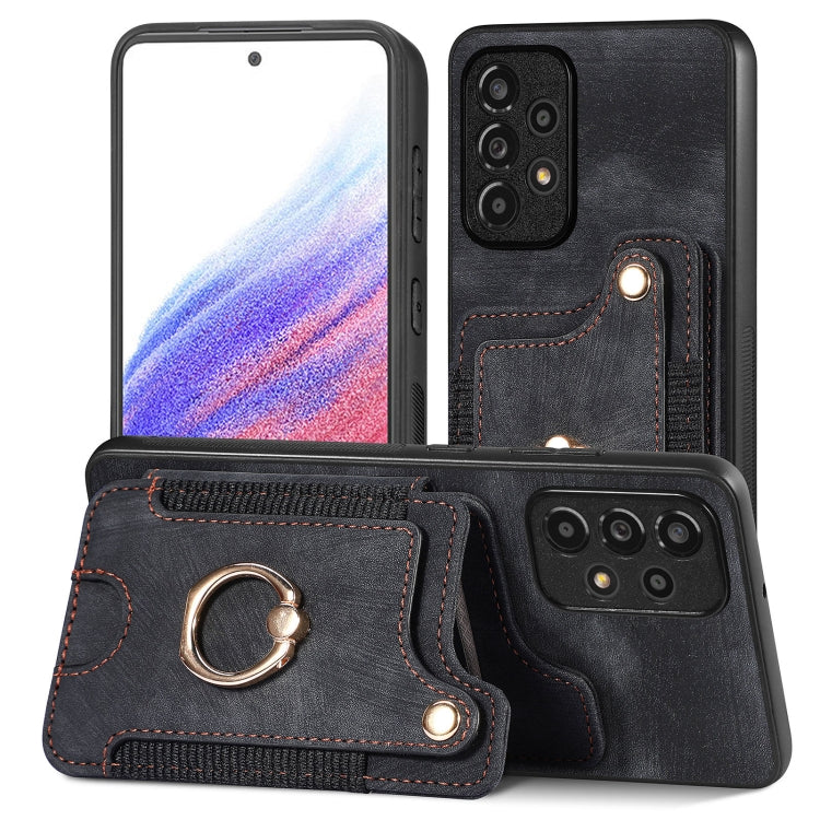 Retro Skin-feel Ring Multi-card Wallet Phone Case