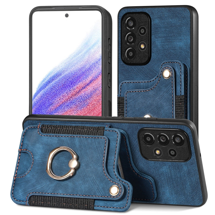 Retro Skin-feel Ring Multi-card Wallet Phone Case