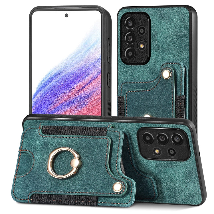 Retro Skin-feel Ring Multi-card Wallet Phone Case