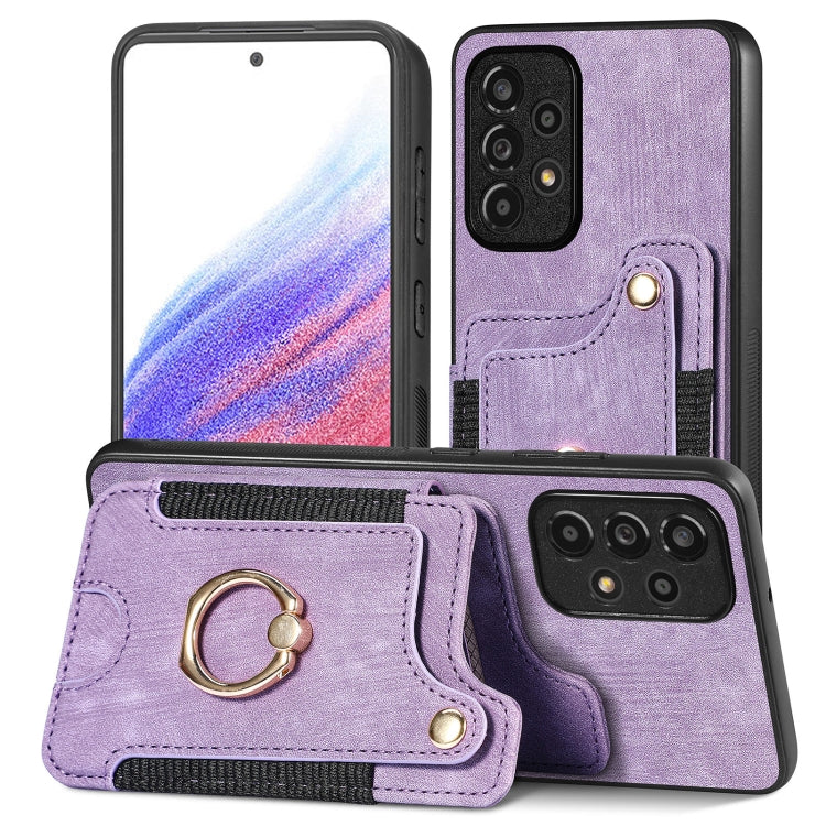 Retro Skin-feel Ring Multi-card Wallet Phone Case