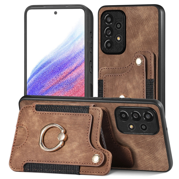 Retro Skin-feel Ring Multi-card Wallet Phone Case