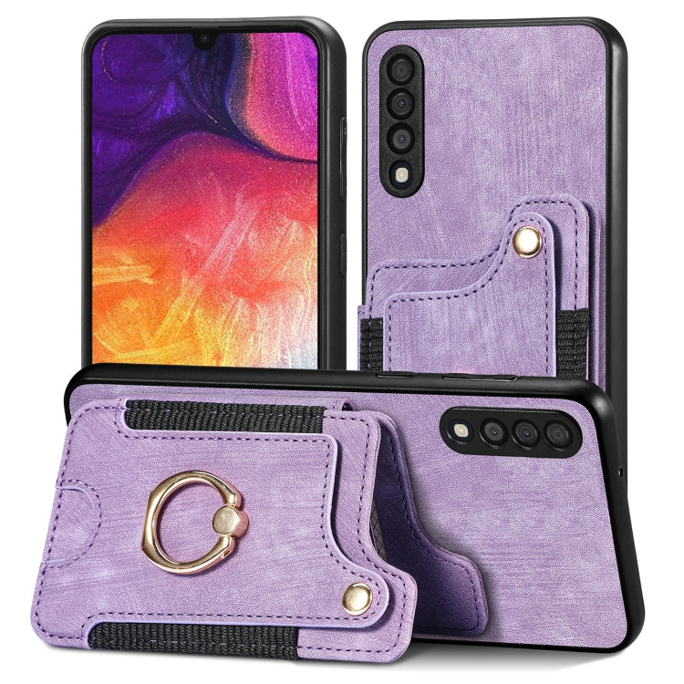 Retro Skin-feel Ring Multi-card Wallet Phone Case