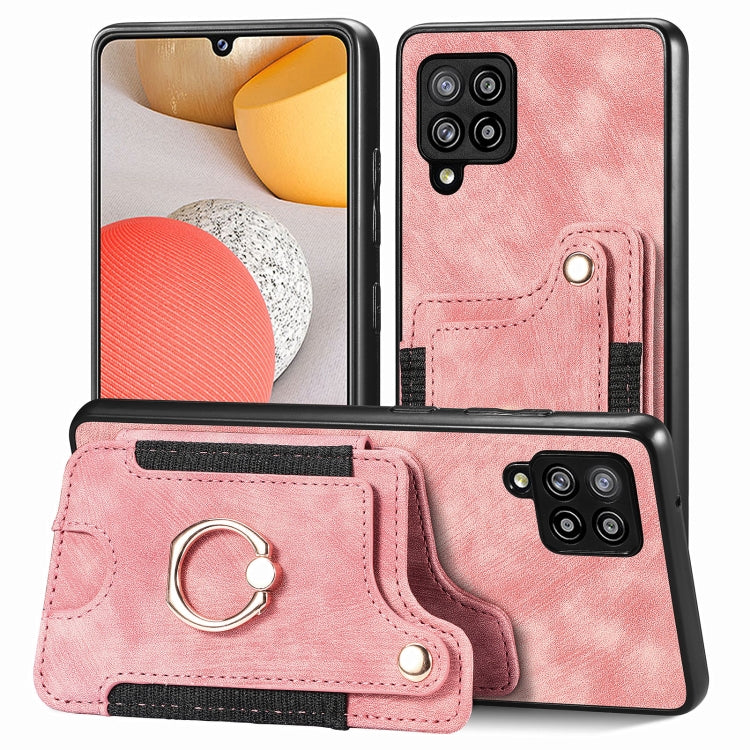 Retro Skin-feel Ring Multi-card Wallet Phone Case