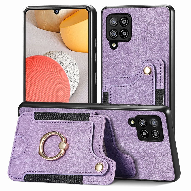 Retro Skin-feel Ring Multi-card Wallet Phone Case