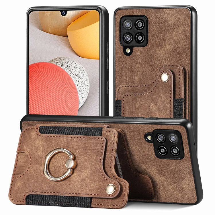 Retro Skin-feel Ring Multi-card Wallet Phone Case