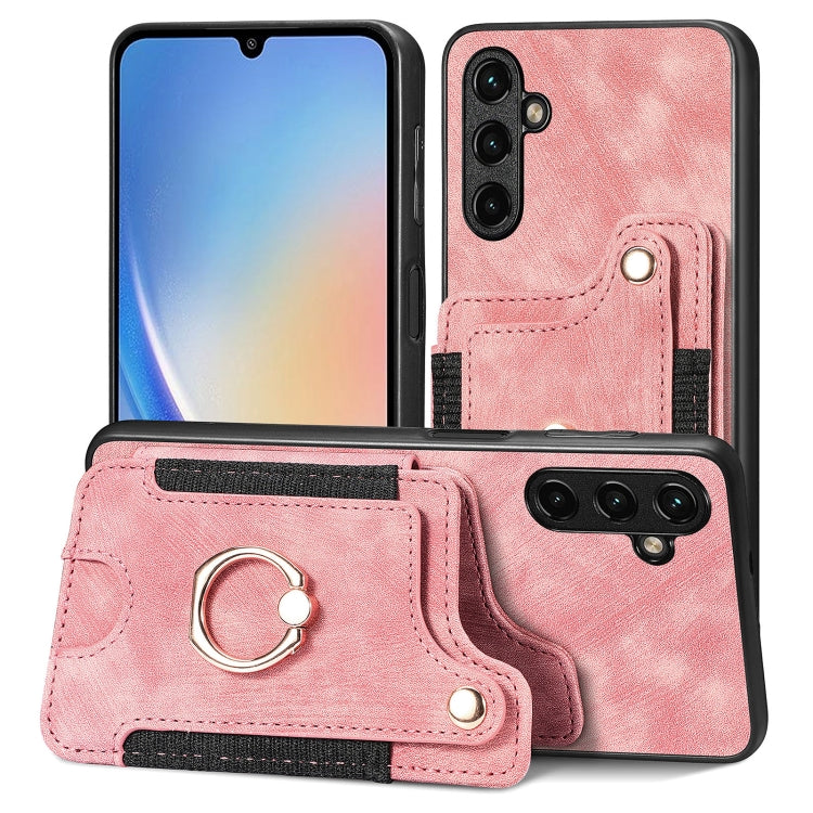 Retro Skin-feel Ring Multi-card Wallet Phone Case