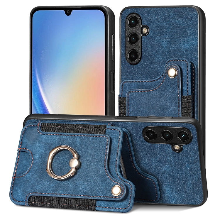Retro Skin-feel Ring Multi-card Wallet Phone Case