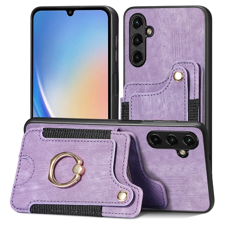 Retro Skin-feel Ring Multi-card Wallet Phone Case