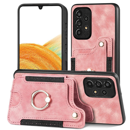 Retro Skin-feel Ring Multi-card Wallet Phone Case