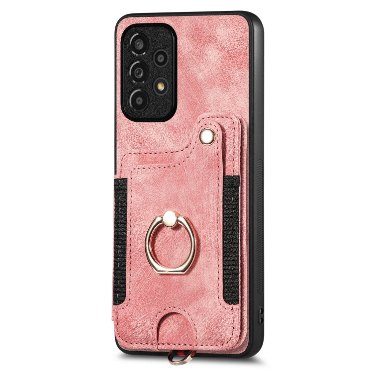 Retro Skin-feel Ring Multi-card Wallet Phone Case