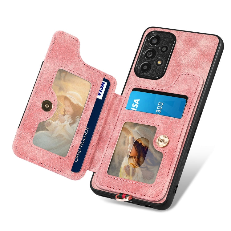 Retro Skin-feel Ring Multi-card Wallet Phone Case