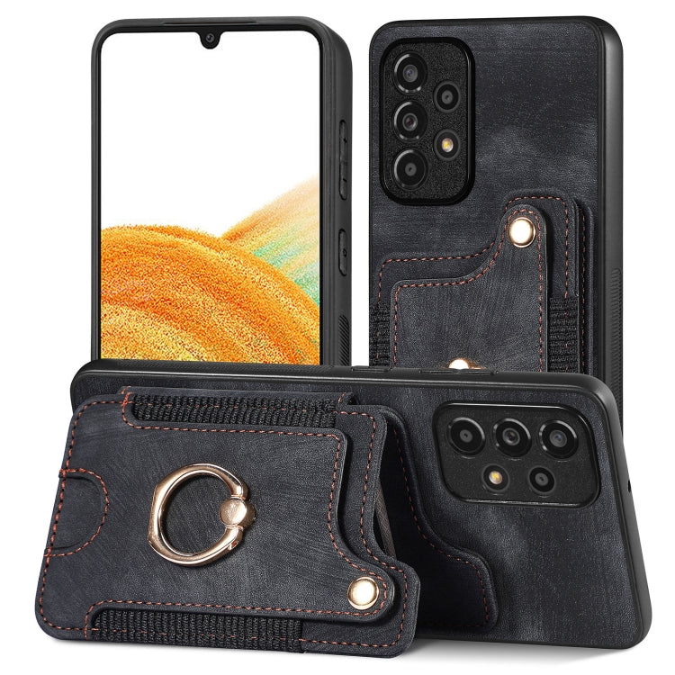 Retro Skin-feel Ring Multi-card Wallet Phone Case