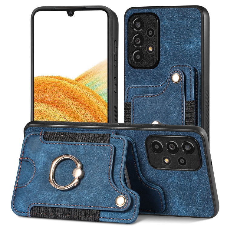 Retro Skin-feel Ring Multi-card Wallet Phone Case
