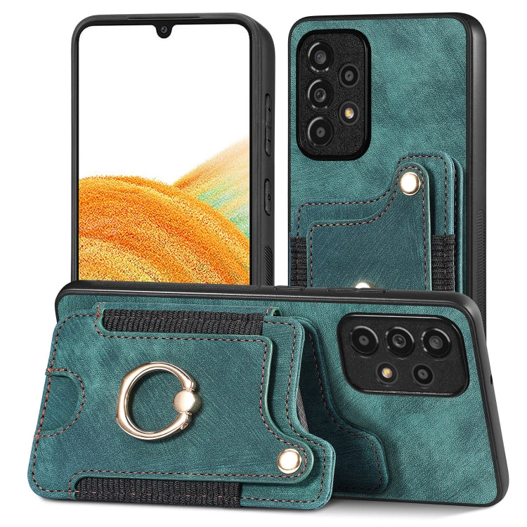 Retro Skin-feel Ring Multi-card Wallet Phone Case