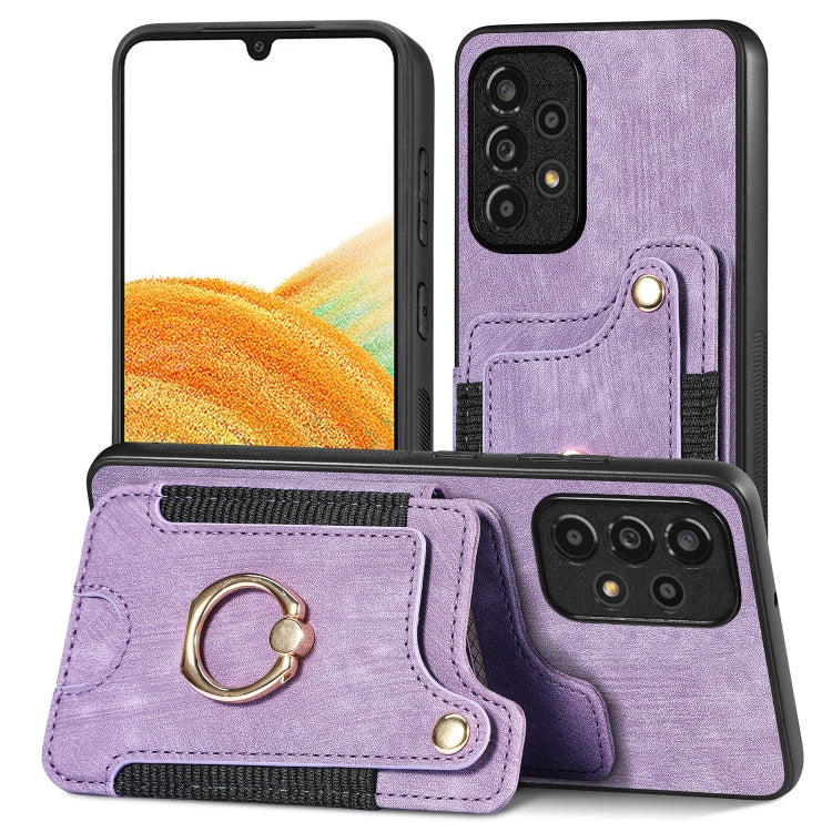 Retro Skin-feel Ring Multi-card Wallet Phone Case
