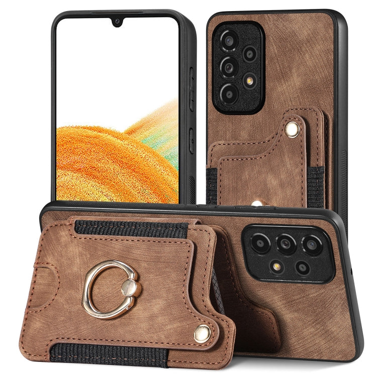 Retro Skin-feel Ring Multi-card Wallet Phone Case