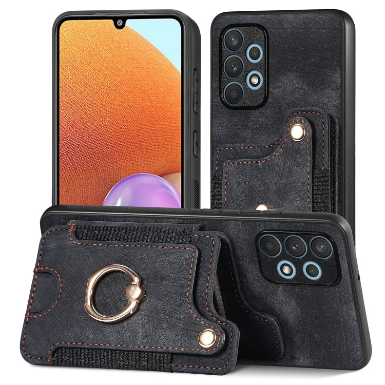Retro Skin-feel Ring Multi-card Wallet Phone Case