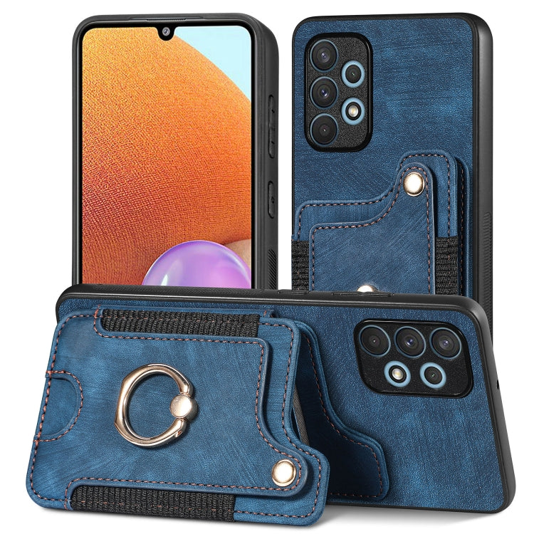 Retro Skin-feel Ring Multi-card Wallet Phone Case