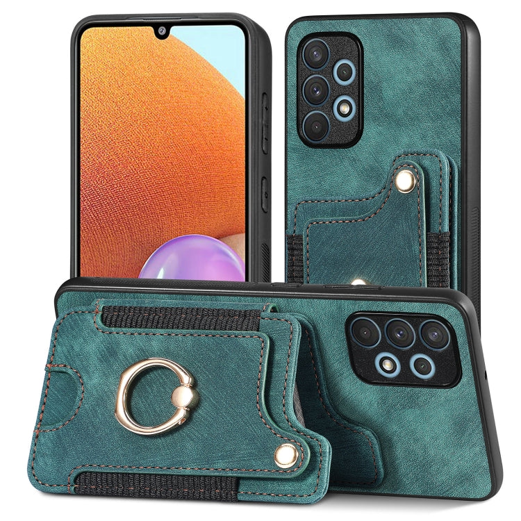 Retro Skin-feel Ring Multi-card Wallet Phone Case