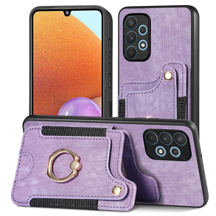 Retro Skin-feel Ring Multi-card Wallet Phone Case