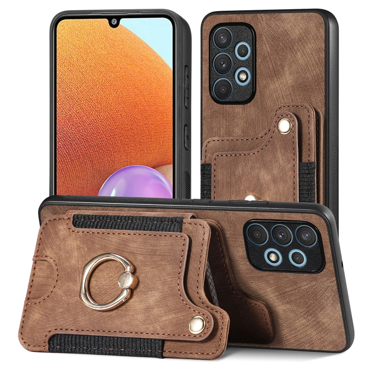 Retro Skin-feel Ring Multi-card Wallet Phone Case