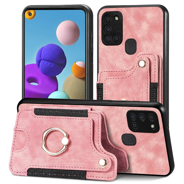 Retro Skin-feel Ring Multi-card Wallet Phone Case