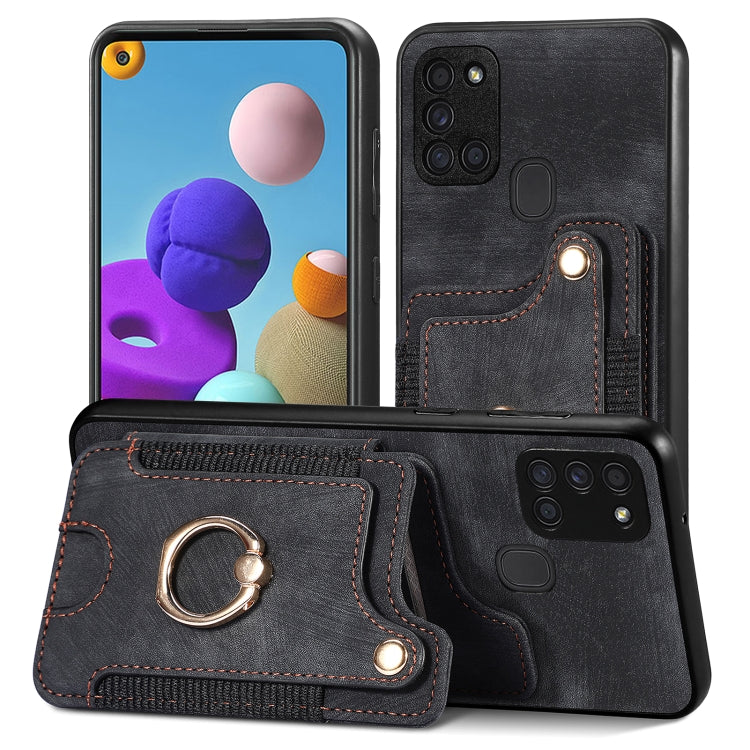 Retro Skin-feel Ring Multi-card Wallet Phone Case