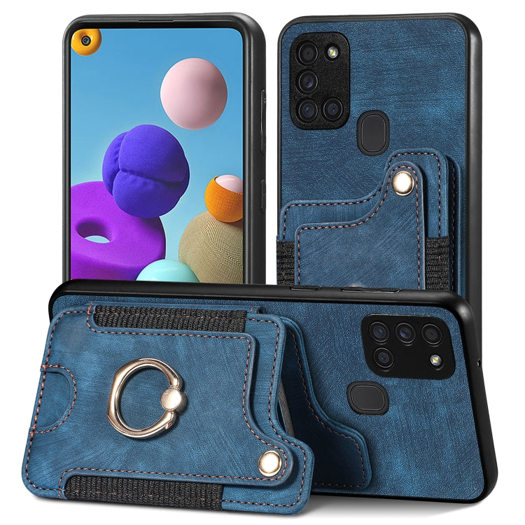 Retro Skin-feel Ring Multi-card Wallet Phone Case