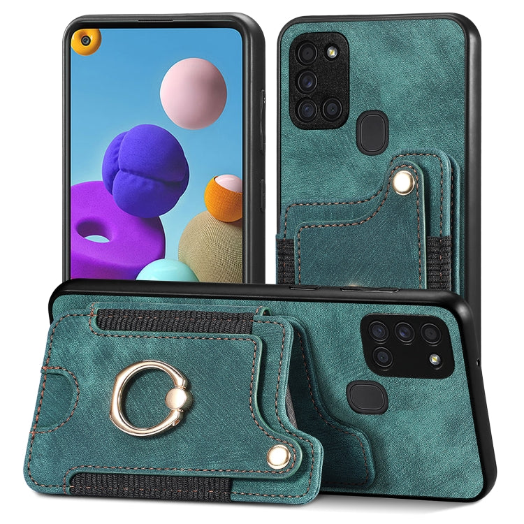 Retro Skin-feel Ring Multi-card Wallet Phone Case