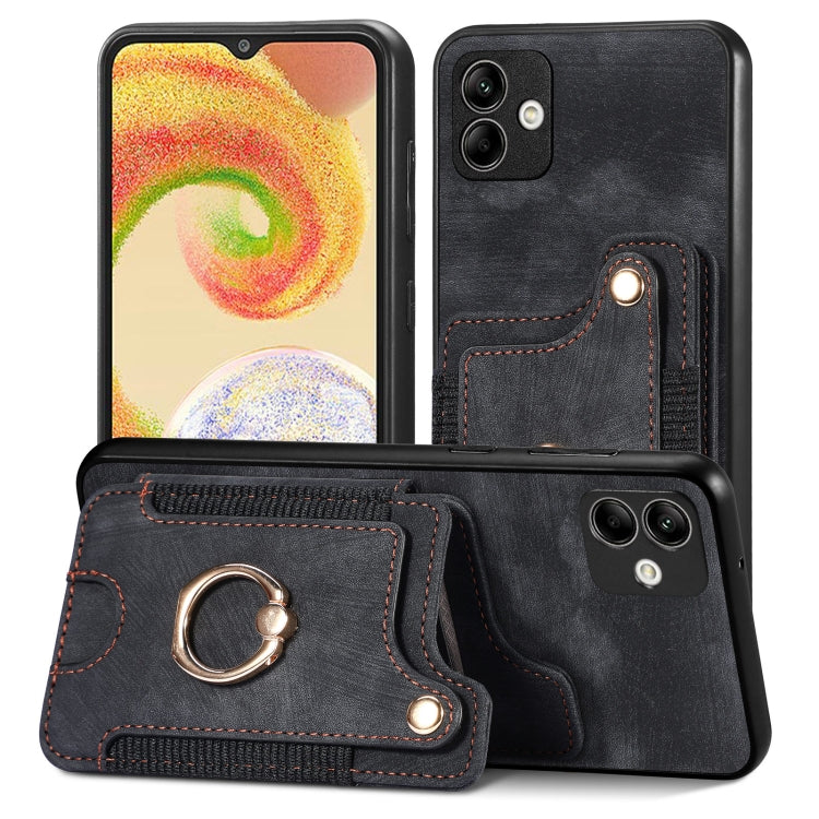 Retro Skin-feel Ring Multi-card Wallet Phone Case