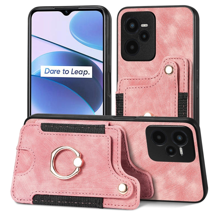 Retro Skin-feel Ring Multi-card Wallet Phone Case