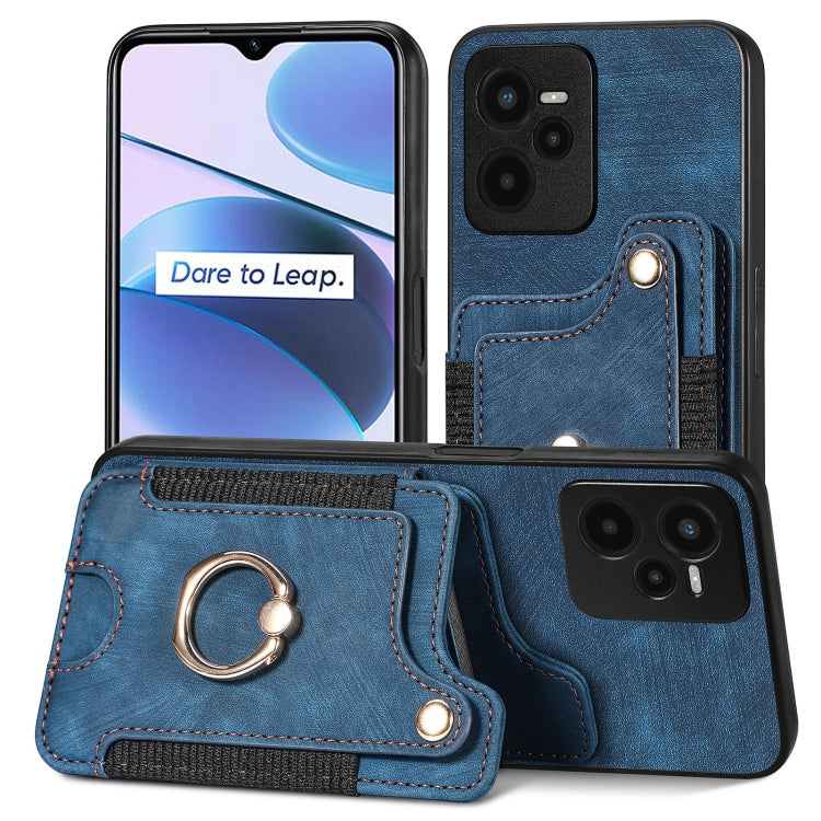 Retro Skin-feel Ring Multi-card Wallet Phone Case
