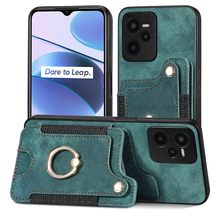 Retro Skin-feel Ring Multi-card Wallet Phone Case
