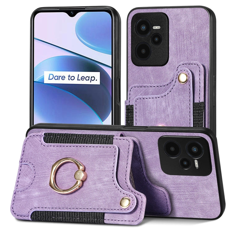 Retro Skin-feel Ring Multi-card Wallet Phone Case