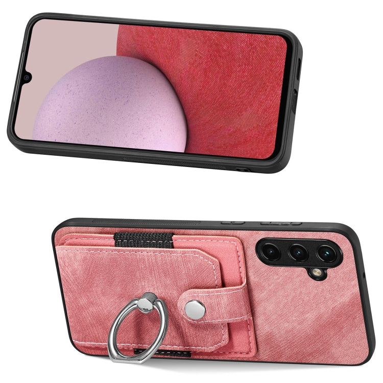 Retro Skin-feel Ring Card Wallet Phone Case