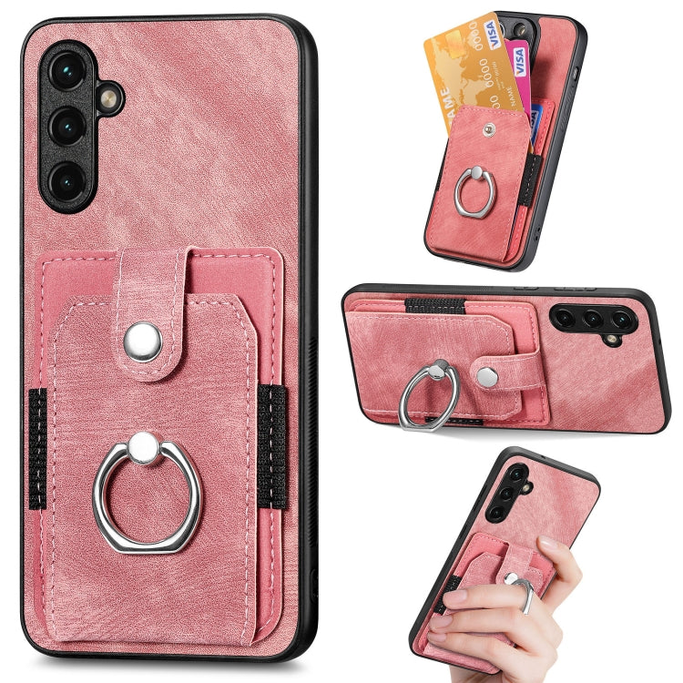 Retro Skin-feel Ring Card Wallet Phone Case