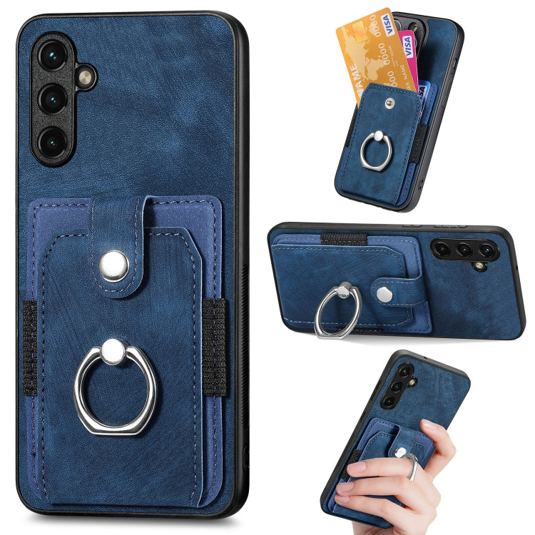 Retro Skin-feel Ring Card Wallet Phone Case