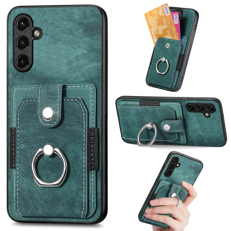 Retro Skin-feel Ring Card Wallet Phone Case