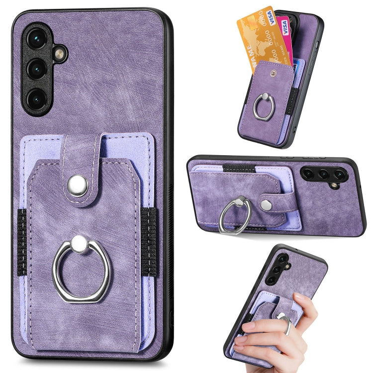 Retro Skin-feel Ring Card Wallet Phone Case