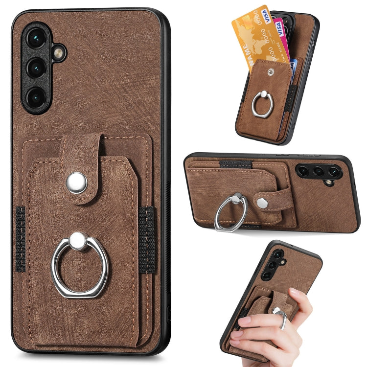 Retro Skin-feel Ring Card Wallet Phone Case