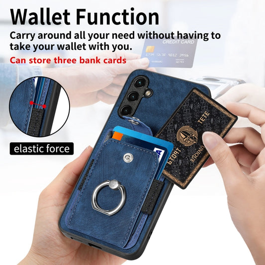Retro Skin-feel Ring Card Wallet Phone Case
