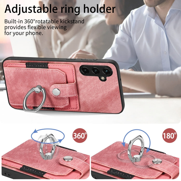Retro Skin-feel Ring Card Wallet Phone Case