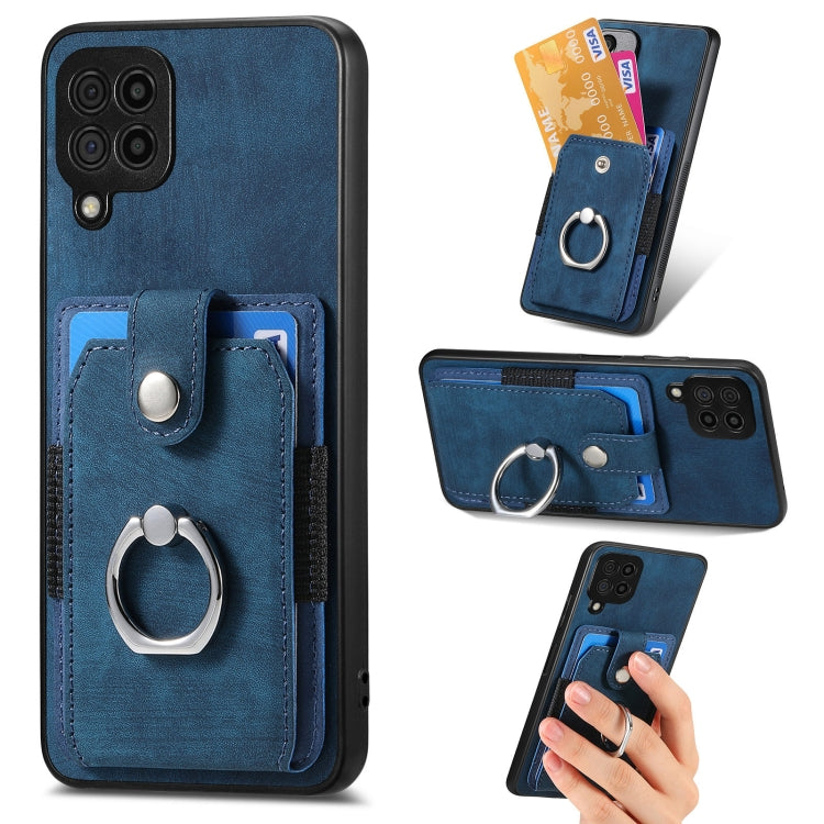 Retro Skin-feel Ring Card Wallet Phone Case
