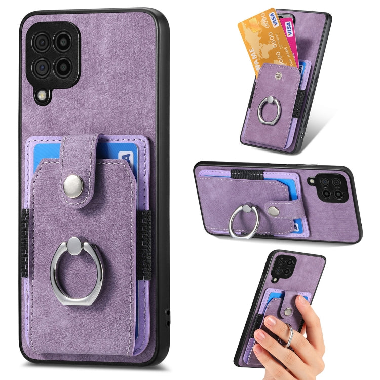 Retro Skin-feel Ring Card Wallet Phone Case