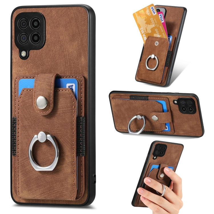 Retro Skin-feel Ring Card Wallet Phone Case