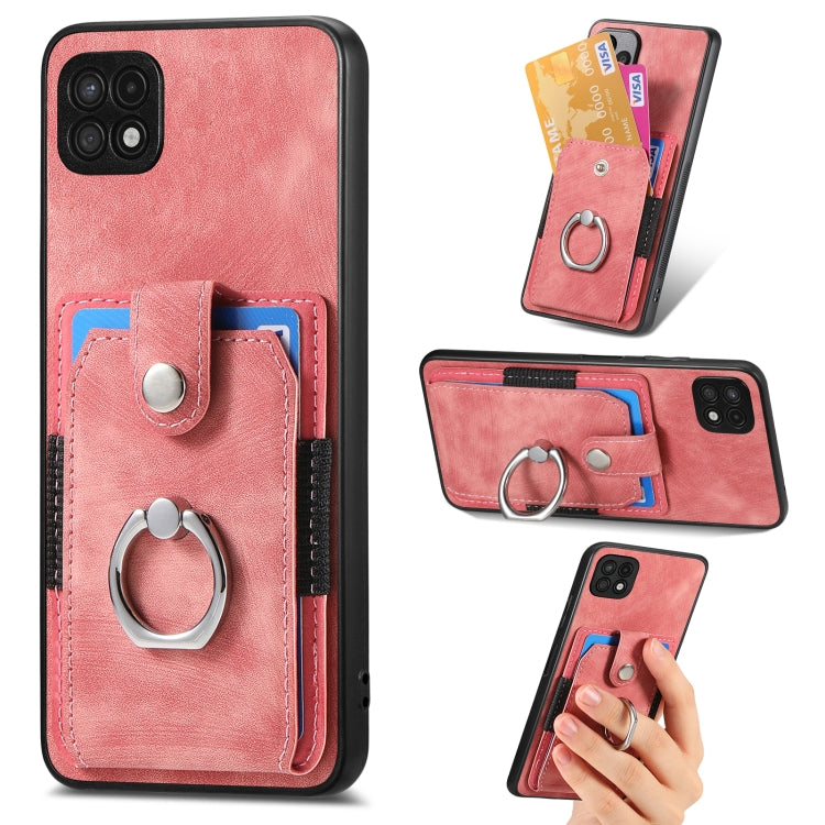 Retro Skin-feel Ring Card Wallet Phone Case