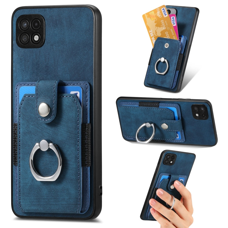 Retro Skin-feel Ring Card Wallet Phone Case