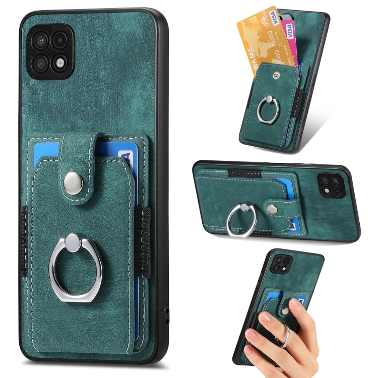 Retro Skin-feel Ring Card Wallet Phone Case