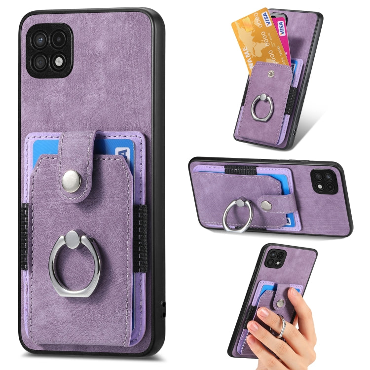 Retro Skin-feel Ring Card Wallet Phone Case